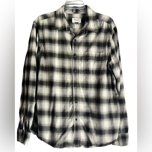 American Eagle Super Soft Plaid Flannel Button Down Shirt Men’s Large - Picture 1 of 3